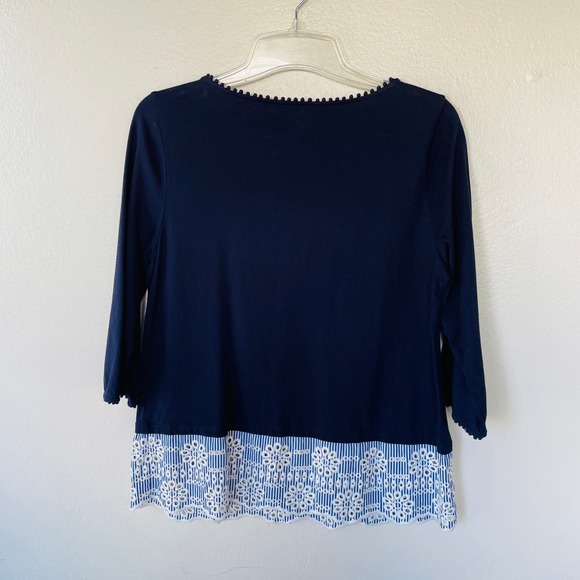 Boden Size 12 Navy Blue Broderie Eyelet Overlay Shirt size 12 - Picture 6 of 9